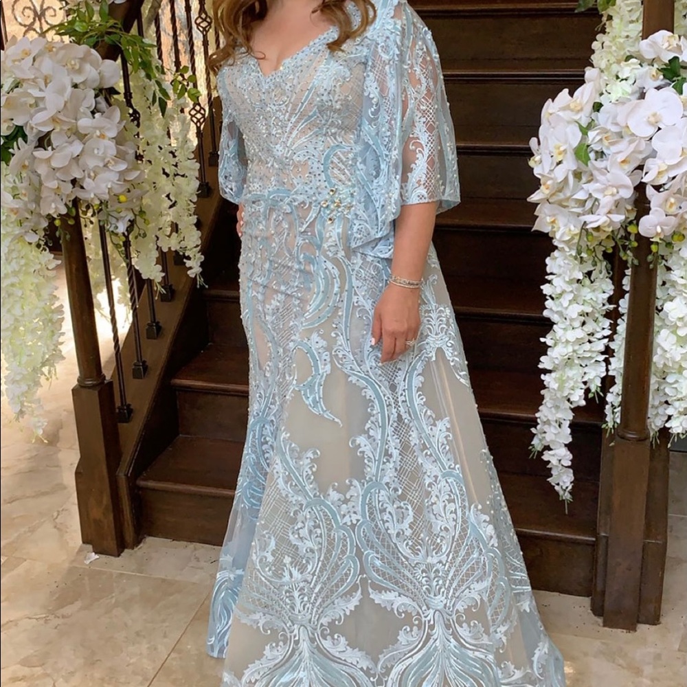 Baby Blue custom made evening gown.